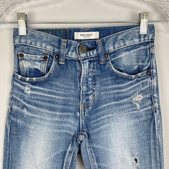 Moussy Vintage Womens Lenwood Mid-Rise Cropped Skinny Jeans Distressed size 23 - Picture 5 of 15